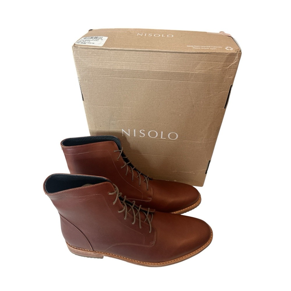 New NISOLO Everyday Lace Up‎ Boot Mens Size 10.5 Brandy Designer Career Office